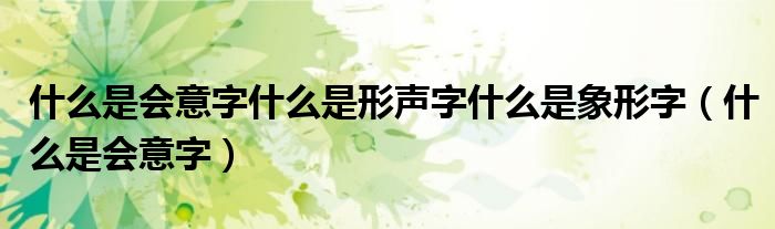 什么是會意字什么是形聲字什么是象形字（什么是會意字）