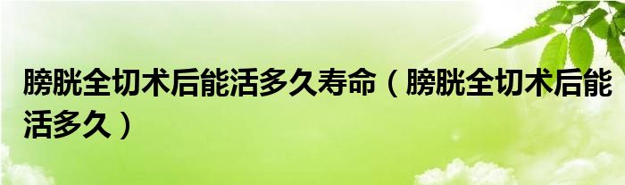 膀胱全切術(shù)后能活多久壽命（膀胱全切術(shù)后能活多久）