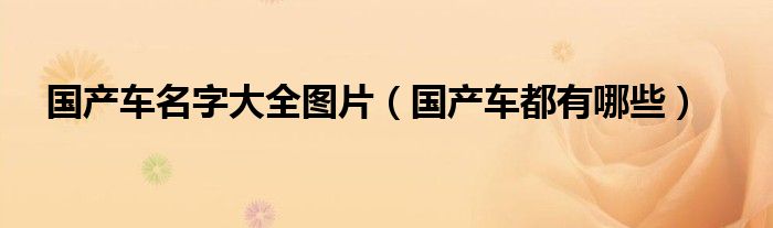 國(guó)產(chǎn)車名字大全圖片（國(guó)產(chǎn)車都有哪些）