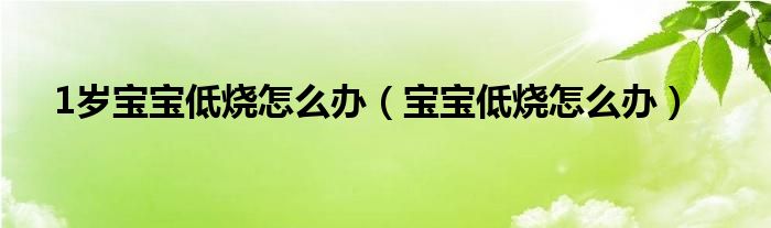 1歲寶寶低燒怎么辦（寶寶低燒怎么辦）