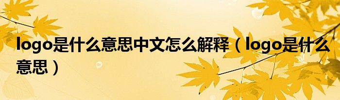 logo是什么意思中文怎么解釋（logo是什么意思）