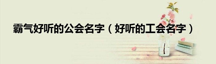 霸氣好聽的公會名字（好聽的工會名字）