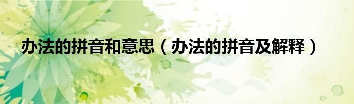 辦法的拼音和意思（辦法的拼音及解釋）
