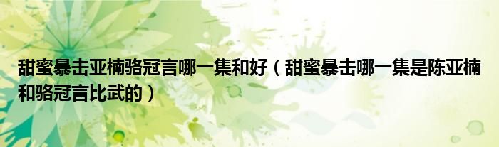 甜蜜暴擊亞楠駱冠言哪一集和好（甜蜜暴擊哪一集是陳亞楠和駱冠言比武的）