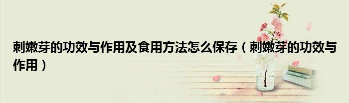 刺嫩芽的功效與作用及食用方法怎么保存（刺嫩芽的功效與作用）