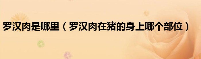 羅漢肉是哪里（羅漢肉在豬的身上哪個(gè)部位）