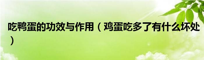 吃鴨蛋的功效與作用（雞蛋吃多了有什么壞處）
