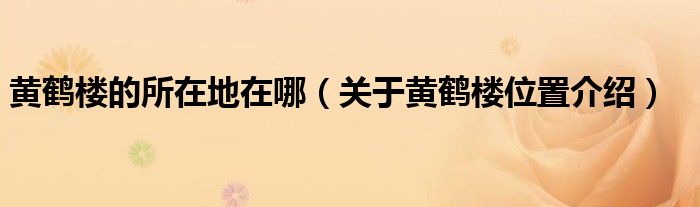黃鶴樓的所在地在哪（關于黃鶴樓位置介紹）