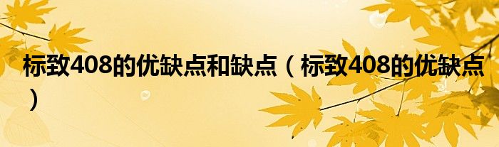 標(biāo)致408的優(yōu)缺點(diǎn)和缺點(diǎn)（標(biāo)致408的優(yōu)缺點(diǎn)）