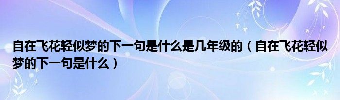 自在飛花輕似夢的下一句是什么是幾年級的（自在飛花輕似夢的下一句是什么）