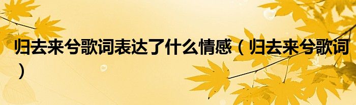 歸去來兮歌詞表達(dá)了什么情感（歸去來兮歌詞）