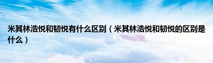 米其林浩悅和韌悅有什么區(qū)別（米其林浩悅和韌悅的區(qū)別是什么）