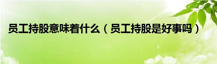 員工持股意味著什么（員工持股是好事嗎）