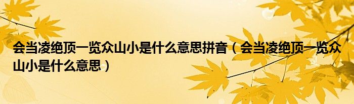 會(huì)當(dāng)凌絕頂一覽眾山小是什么意思拼音（會(huì)當(dāng)凌絕頂一覽眾山小是什么意思）