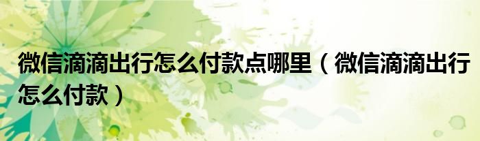 微信滴滴出行怎么付款點哪里（微信滴滴出行怎么付款）