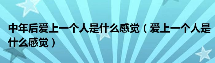 中年后愛上一個人是什么感覺（愛上一個人是什么感覺）