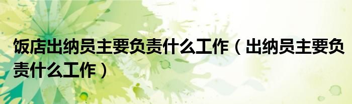 飯店出納員主要負責什么工作（出納員主要負責什么工作）