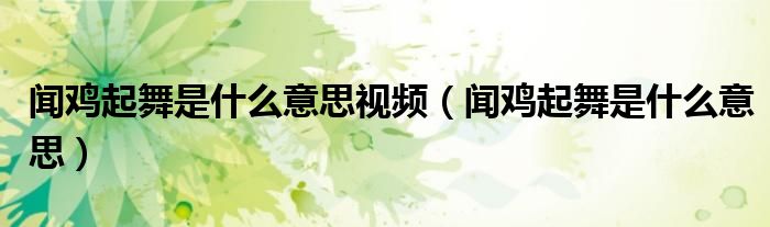 聞雞起舞是什么意思視頻（聞雞起舞是什么意思）