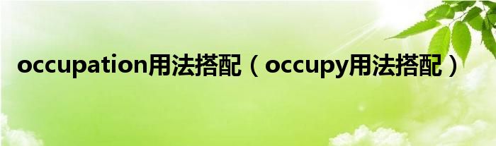 occupation用法搭配（occupy用法搭配）