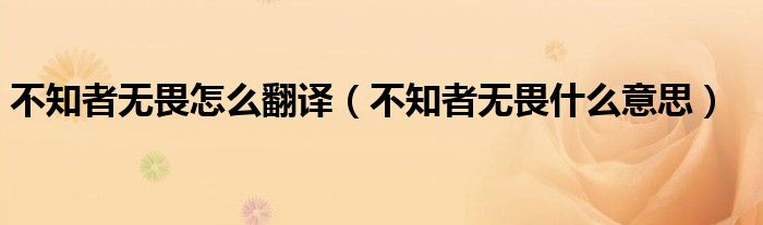 不知者無畏怎么翻譯（不知者無畏什么意思）