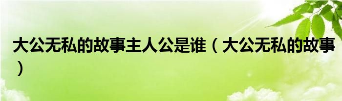 大公無私的故事主人公是誰（大公無私的故事）