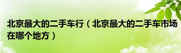 北京最大的二手車行（北京最大的二手車市場(chǎng)在哪個(gè)地方）