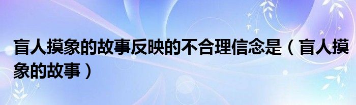 盲人摸象的故事反映的不合理信念是（盲人摸象的故事）