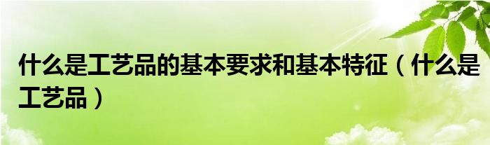 什么是工藝品的基本要求和基本特征（什么是工藝品）