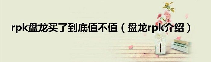 rpk盤龍買了到底值不值（盤龍rpk介紹）