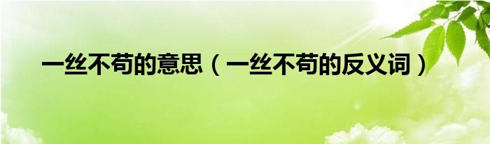 一絲不茍的意思（一絲不茍的反義詞）