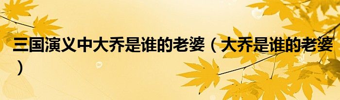 三國(guó)演義中大喬是誰的老婆（大喬是誰的老婆）