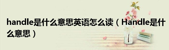 handle是什么意思英語怎么讀（Handle是什么意思）