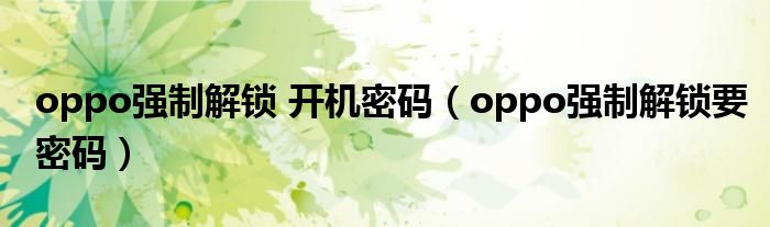 oppo強(qiáng)制解鎖 開(kāi)機(jī)密碼（oppo強(qiáng)制解鎖要密碼）