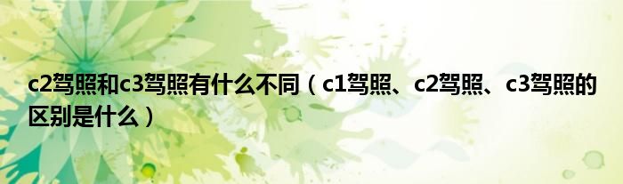 c2駕照和c3駕照有什么不同（c1駕照、c2駕照、c3駕照的區(qū)別是什么）