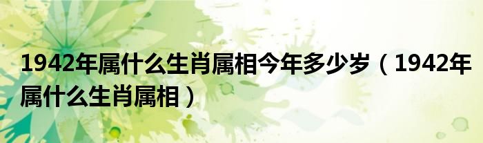 1942年屬什么生肖屬相今年多少歲（1942年屬什么生肖屬相）