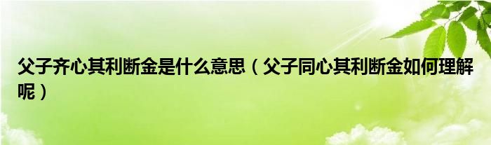 父子齊心其利斷金是什么意思（父子同心其利斷金如何理解呢）