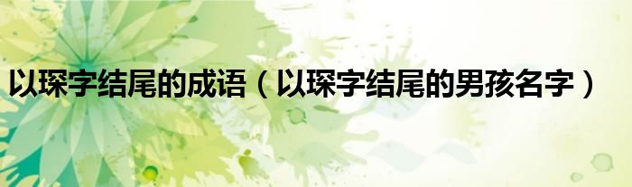 以琛字結(jié)尾的成語（以琛字結(jié)尾的男孩名字）