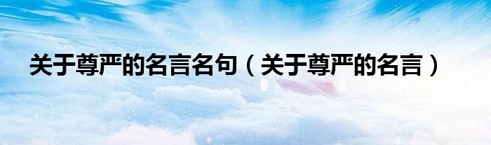 關(guān)于尊嚴(yán)的名言名句（關(guān)于尊嚴(yán)的名言）