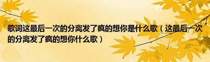 歌詞這最后一次的分離發(fā)了瘋的想你是什么歌（這最后一次的分離發(fā)了瘋的想你什么歌）
