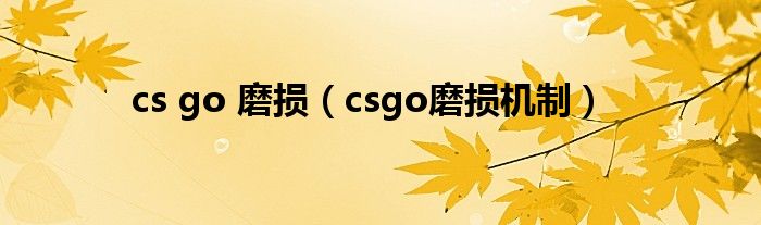 cs go 磨損（csgo磨損機制）
