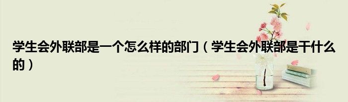 學(xué)生會外聯(lián)部是一個怎么樣的部門（學(xué)生會外聯(lián)部是干什么的）