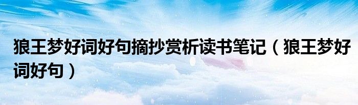 狼王夢好詞好句摘抄賞析讀書筆記（狼王夢好詞好句）