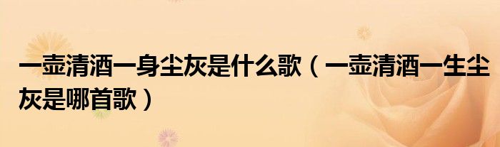 一壺清酒一身塵灰是什么歌（一壺清酒一生塵灰是哪首歌）