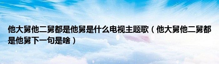 他大舅他二舅都是他舅是什么電視主題歌（他大舅他二舅都是他舅下一句是啥）