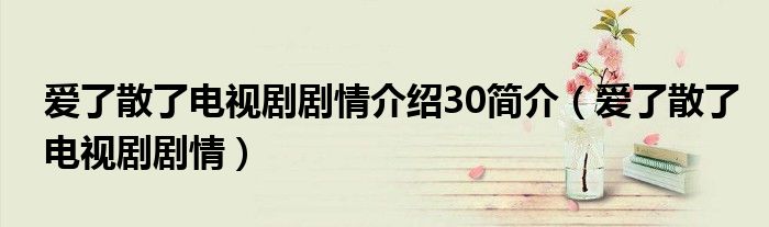 愛(ài)了散了電視劇劇情介紹30簡(jiǎn)介（愛(ài)了散了電視劇劇情）
