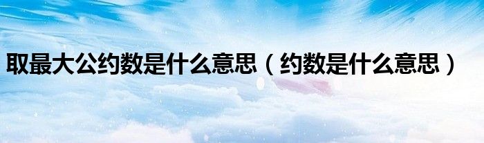 取最大公約數是什么意思（約數是什么意思）