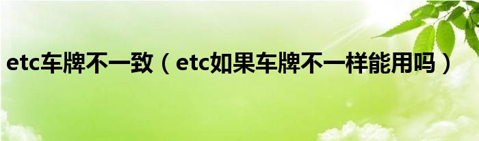 etc車牌不一致（etc如果車牌不一樣能用嗎）