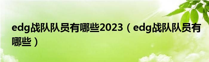edg戰(zhàn)隊隊員有哪些2023（edg戰(zhàn)隊隊員有哪些）