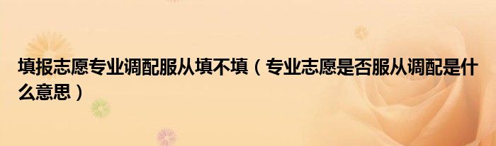 填報(bào)志愿專業(yè)調(diào)配服從填不填（專業(yè)志愿是否服從調(diào)配是什么意思）