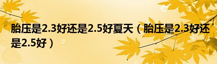 胎壓是2.3好還是2.5好夏天（胎壓是2.3好還是2.5好）